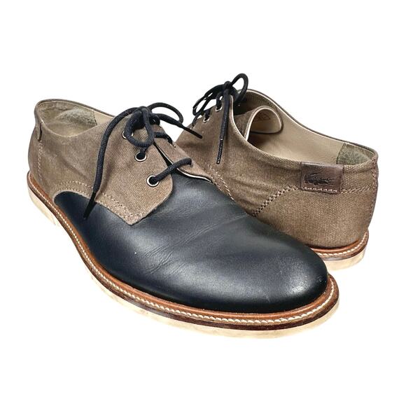 Lacoste | Men | Sherbrooke Leather Canvas Mixed Media Dress Oxford Shoes | Sz 8 - Picture 2 of 13